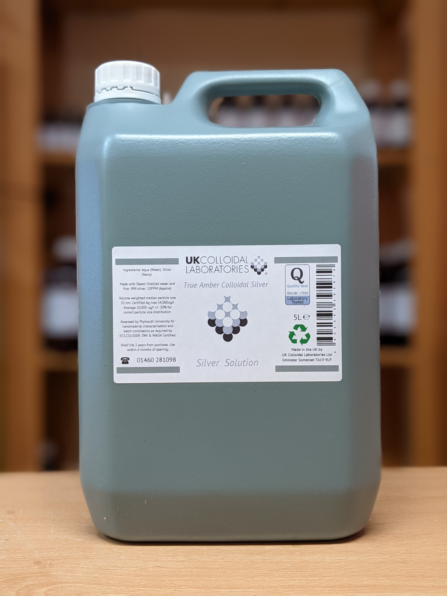 5L HDPE Multipurpose Amber Colloidal Silver 14,000ug/l UK Colloidal